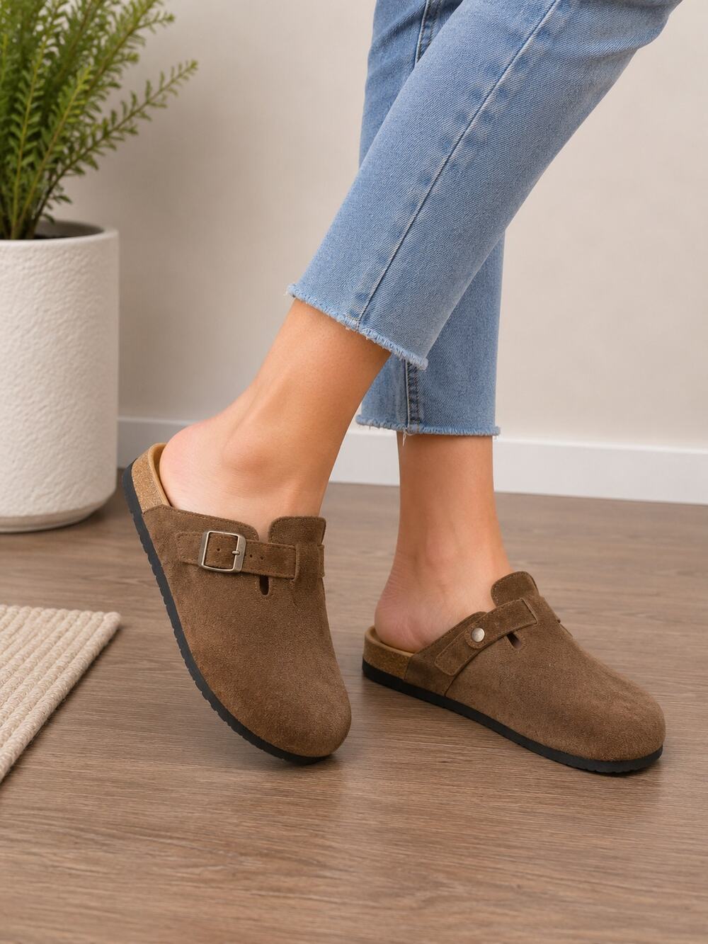 Women’s Brown Suede Clog Mules Size 41 (US 10) NWOT